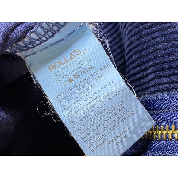 Rollas Navy Blue Corduroy Eastcoast Flare Overalls Women Size 25 Bib Western - Picture 7 of 16